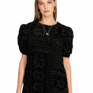 Johnny Was Velvet Amatan Ruched Blouse in Black Large